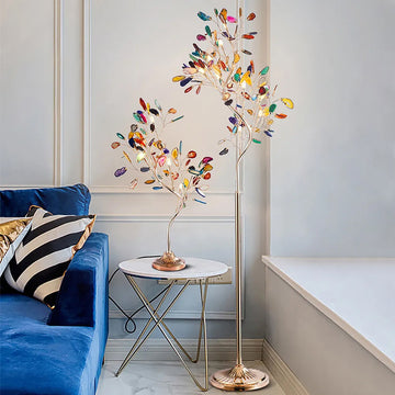 Modern 9-Light Agate Tree Floor Lamp with Foot Switch